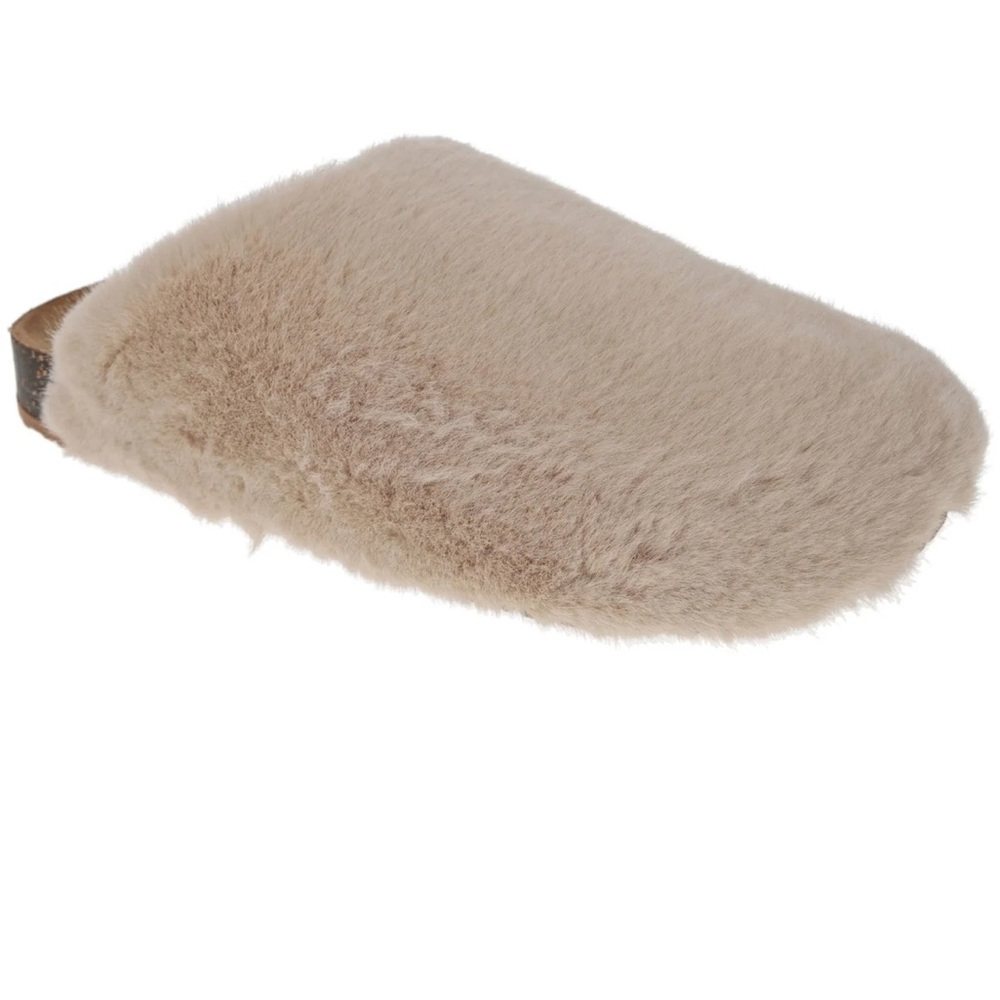 Ladies Dockers slippers Luxe Faux Fur Slip-on Clog Tan M6450-9041